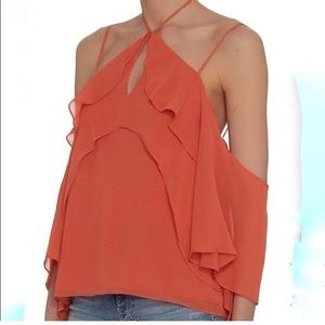 Intermix Coral Silk Top